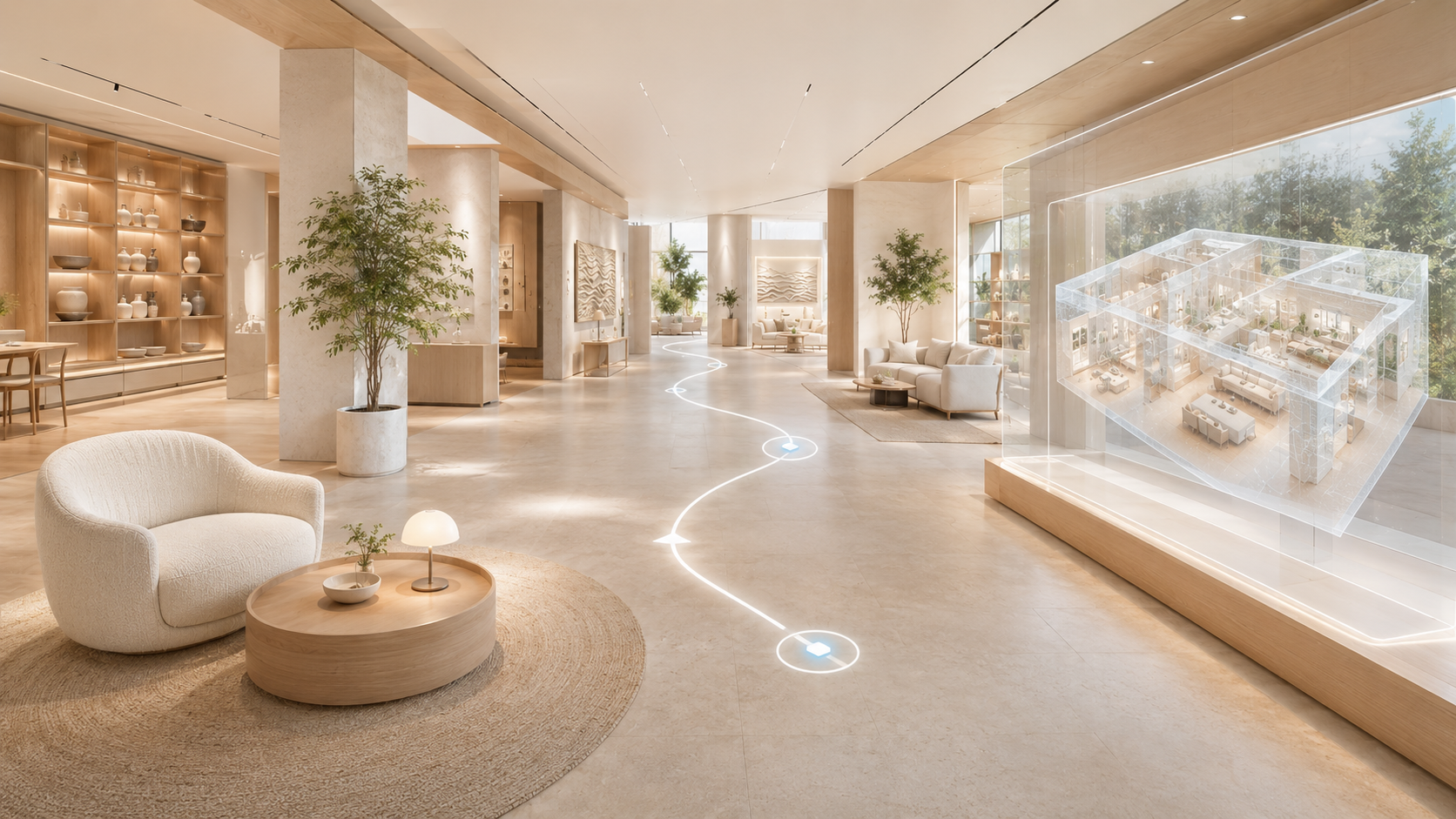 Frei begehbare 3D-Tour eines Interieurs